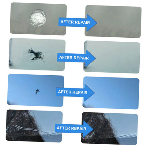 DIY Auto Glass Repair Kit For Windshield Cracks And Chips Complete Windshield Scratch Remover With Adhesive Before and After Repair