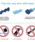 Illustration of 60 Pcs 30 Pairs Quick Splice Wire Terminals T Tap Self Stripping No Cut No Strip Nylon Fully Insulated Disconnects.