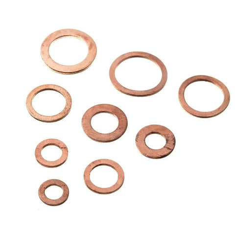 Flat Copper Washers And Gasket Kit Set For Automotive Repairs Heat Resistant Copper Rings And Solid Flat Seals Universal Fit For Sealing Bolts And Engine Components Durable DIY Auto Repair Essentials, assorted copper washers