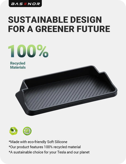 Tesla Model 3 And Model Y Center Console Sunglasses Holder And Armrest Storage Box, eco-friendly black silicone tray