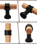Six Pack Natural Beech Wood Drawer Knobs With Black Base T Bar Cabinet Pulls For Wardrobes And Dressers, Single Hole Hardware