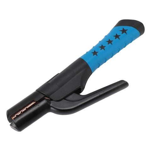 Welding electrode holder with insulated blue grip and multi-angle clamp (501A)