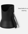 Large Capacity Coffee Knock Box With Removable Knock Bar And Vertical Grounds Container sleek black design with removable rubber strike bar