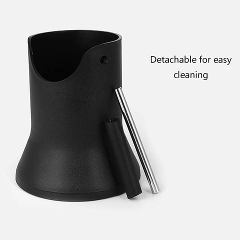 Large Capacity Coffee Knock Box With Removable Knock Bar And Vertical Grounds Container sleek black design with removable rubber strike bar