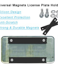 2 Pack Premium Rubber Coated Magnetic License Plate Holder with Screws, Scratch Protection for Cars and Trucks, Black