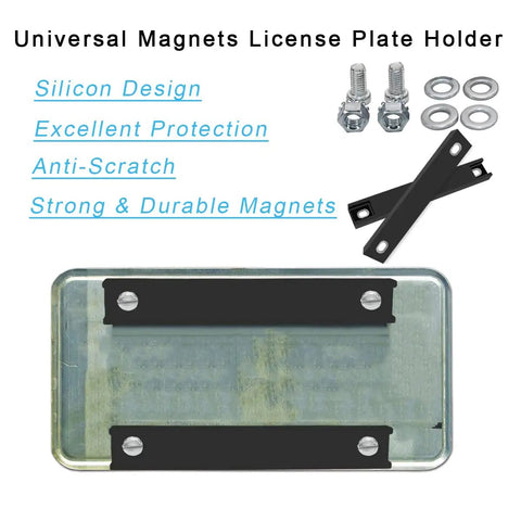 2 Pack Premium Rubber Coated Magnetic License Plate Holder with Screws, Scratch Protection for Cars and Trucks, Black