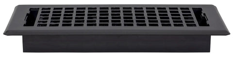 Durable Metal Lattice Air Vent Cover 4x10 Floor Register with Adjustable Damper Lever Black for Home Vents, front view
