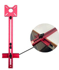 3 In 1 Router Milling Groove Bracket And Circle Cutting Jig for Woodworking, shown in red aluminum alloy, demonstrating circle cut capability.