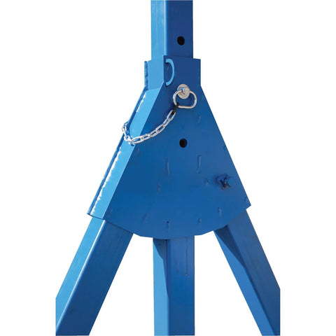 Heavy Duty Adjustable Height Gantry Crane 6000 Lb Capacity 15 X 10 Ft Steel Frame built tough, showcasing the sturdy blue frame with chain.