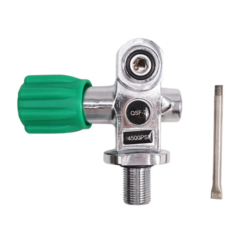 4500 Psi Scuba Tank Valve DIN Yoke M18x1.5 Copper Body High Flow Design Durable Corrosion Resistant Finish Green Color