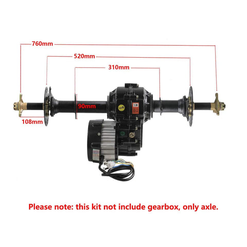 Heavy Duty Rear Axle Differential Shaft 30 Inch 760mm, 16T Drive, with measurement annotations, no gearbox included