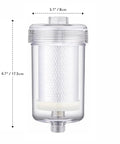 2 Micron High Flow Washer Water Filter System With Visible Chamber For Cleaner Laundry, 6.7-inch transparent chamber view.