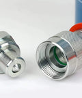 TEMCo HC0003 hollow hydraulic cylinder ram fittings; chrome-plated steel with threaded ends and knurled collar