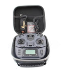 T12 Max ELRS 24G Transmitter With Hall Gimbals EdgetX in protective carry case for RC FPV drone use, accessories included.