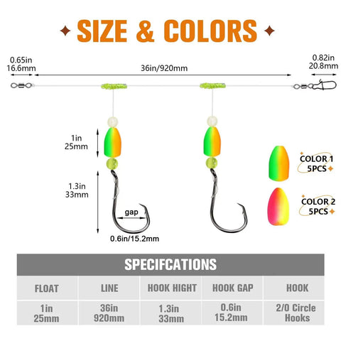 Pompano Surf Fishing Rigs With Hand Tied Unique T Knot Saltwater Floats Pre Rigged Tackle Bullet Float Two Color Options