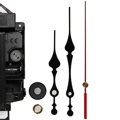 DIY Pendulum Clock Movement Kit With Silent Hands And Fittings For Non Ticking Operation shown with components