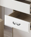 Black And White Ceramic Dresser Drawer Pulls 10 Pack Cabinet Hardware 4.48 Inch Length installed on white drawer front view