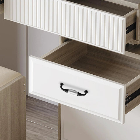 Black And White Ceramic Dresser Drawer Pulls 10 Pack Cabinet Hardware 4.48 Inch Length installed on white drawer front view