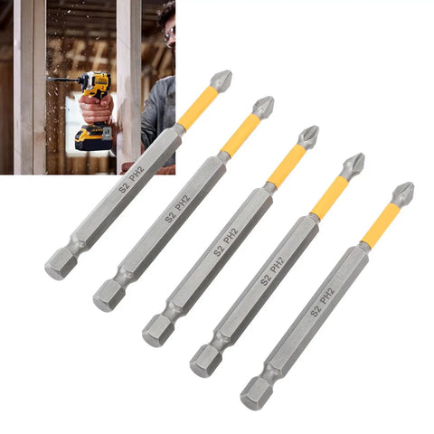 Get These Awesome Impact Driver Bit Sets Made From S2 Alloy Steel! 5-piece magnetic PH2 bits for power drills