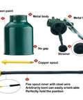 USUNRISE 8oz green metal oil can with pump, strainer, and flexible and straight spouts.