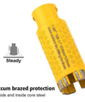 Casaverde 1-3/8 in diamond granite core drill bit, yellow with vacuum-brazed protection, side view