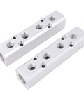 Durable Aluminum Air Manifold 4 Way 6 Port Distribution Block with One Quarter Inch NPT Output and One Half Inch NPT Supply Port