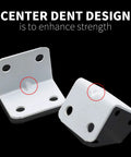 Built Tough Rock Solid L Brackets For Shelves Heavy Duty Wall Mount Corner Supports 24 Pc White Painted Steel with center dent design.