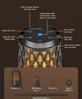 Outdoor Bluetooth Speaker Set With Flame Ambience LEDs Waterproof IPX6 Bluetooth 5.3 Auto Pairing Multi Sync Up To 100 Speakers