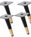 Modern Black Iron Furniture Legs Set Of 4 For DIY Projects Stable And Secure Replacement Table And Dresser Legs Ideal For Home Renovation Furniture Makeover And Smart Style Upgrades, showing angled view of the legs with mounting plates.