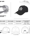 No Crying On The Yacht Golf Hat For Men with size chart, classic silhouette, allblack color, lightweight, easy to carry design.
