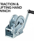 Heavy Duty Carbon Steel Manual Hand Winch With Dual Way Auto Brake System Self Locking For 1000 To 1200 Lbs Load Capacity