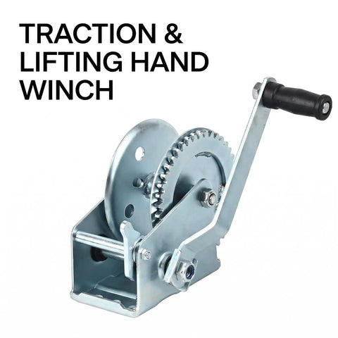 Dual Way Auto Brake Winch Manual With Self Locking System For 1000 And 1200 Lbs Load Capacity On Heavy Duty Carbon Steel