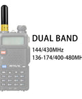 Compact Dual Band Ham Radio Short Antenna SMA Female Connector For VHF UHF Use 5 Cm Length 50 Ohm Impedance Low VSWR Under 1.5