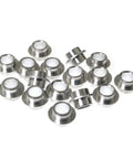 16 Pack 8mm Roller Skate Bearing Spacers Aluminum Silver for Inline Skates Quad Roller Skateboards and Scooters shown in a group