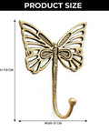 Solid Brass Butterfly Wall Hooks With 33 Lb Capacity, Vintage Gold Finish in size detail showing 11.8 cm height