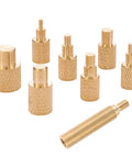 Seven Piece Heat Set Insert Tips Kit For Soldering Iron With Adapter, 900M T18 ST Series, brass material for M2 to M8 threads.