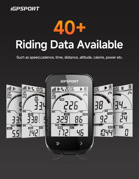 GPS Bike Computer With Wireless Connectivity And 2.6 Inch LCD Display, 40 Plus Riding Metrics For Speed Distance Cadence