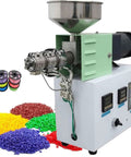 Heavy Duty 3D Printer Filament Extruder Machine Featuring Single Screw Design For Kickass Plastic Processing And Smooth Daily Operation For Dedicated Makers with colorful plastic pellets.