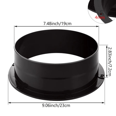 4 Pack 8 Inch Duct Connector Flange ABS Plastic Straight Pipe Flange For HVAC Ventilation System Black DIY Friendly Easy
