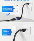 Dual Level EV Charger For Level 1 And Level 2 120V 240V 16A Portable On The Go Charging With NEMA 6-20 And NEMA 5-15 Plugs setup