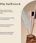 Detail And Define Hair Styling Kit With Pintail Comb Edge Brush And Teasing Tool For Slick Back Styles Go To Tools