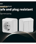 Heavy Duty White Wall Outlet Socket With Ground Wire Switch 16A 220V EU Standard 2 Gang 1 Way close-up view showing smooth texture and plug configuration.