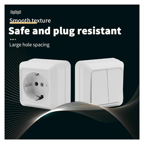 Heavy Duty White Wall Outlet Socket With Ground Wire Switch 16A 220V EU Standard 2 Gang 1 Way close-up view showing smooth texture and plug configuration.