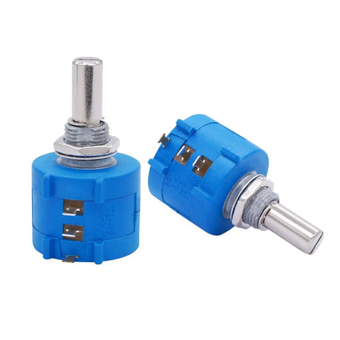 Two Pack 3590S Rotary Potentiometer 10K Ohm Multi Turn Wirewound Precision Potentiometer With A03 Knobs For Electronics DIY Projects And Audio Gear Smooth Adjustment Durable Build Ideal For Prototyping And Calibration, blue 10K ohm