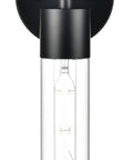 Black Wall Sconce With LED Bulb, Modern Industrial Vanity Light Fixture For Bathroom, Hallway, Bedroom, Clear Glass Shade