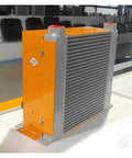 100Lpm Aluminum Hydraulic Oil Air Cooled Radiator And Heat Exchanger, AH1012T model in yellow, boss grade aluminum construction