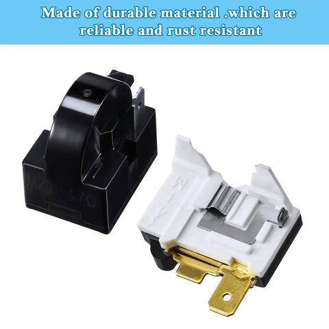 QP2-4.7 PTC Starter Relay 1 Pin Refrigerator Start Relay With 6750C-0005P Overload Protector For LG Refrigerator Compressor 2 Pack