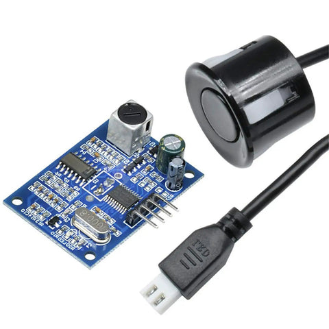 Waterproof Ultrasonic Sensor Module For Arduino With JSN SR04T, 25cm to 4m range, IP67 enclosure, circuit board and sensor display