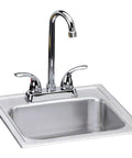 Drop-In 15x15 Inch Single Bowl Stainless Steel Bar Sink With Faucet Kit, 20-Gauge Pro Grade, ADA Compliant, installed view