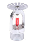 Rock Solid Brass Stainless Steel Fire Sprinkler Head With 57 68 79 93 Degree Adjustable Spray close-up view showing glass bulb and metal design.